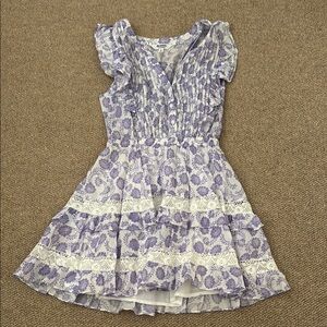 BB Dakota Purple and White Ruffled Tiered Sundress